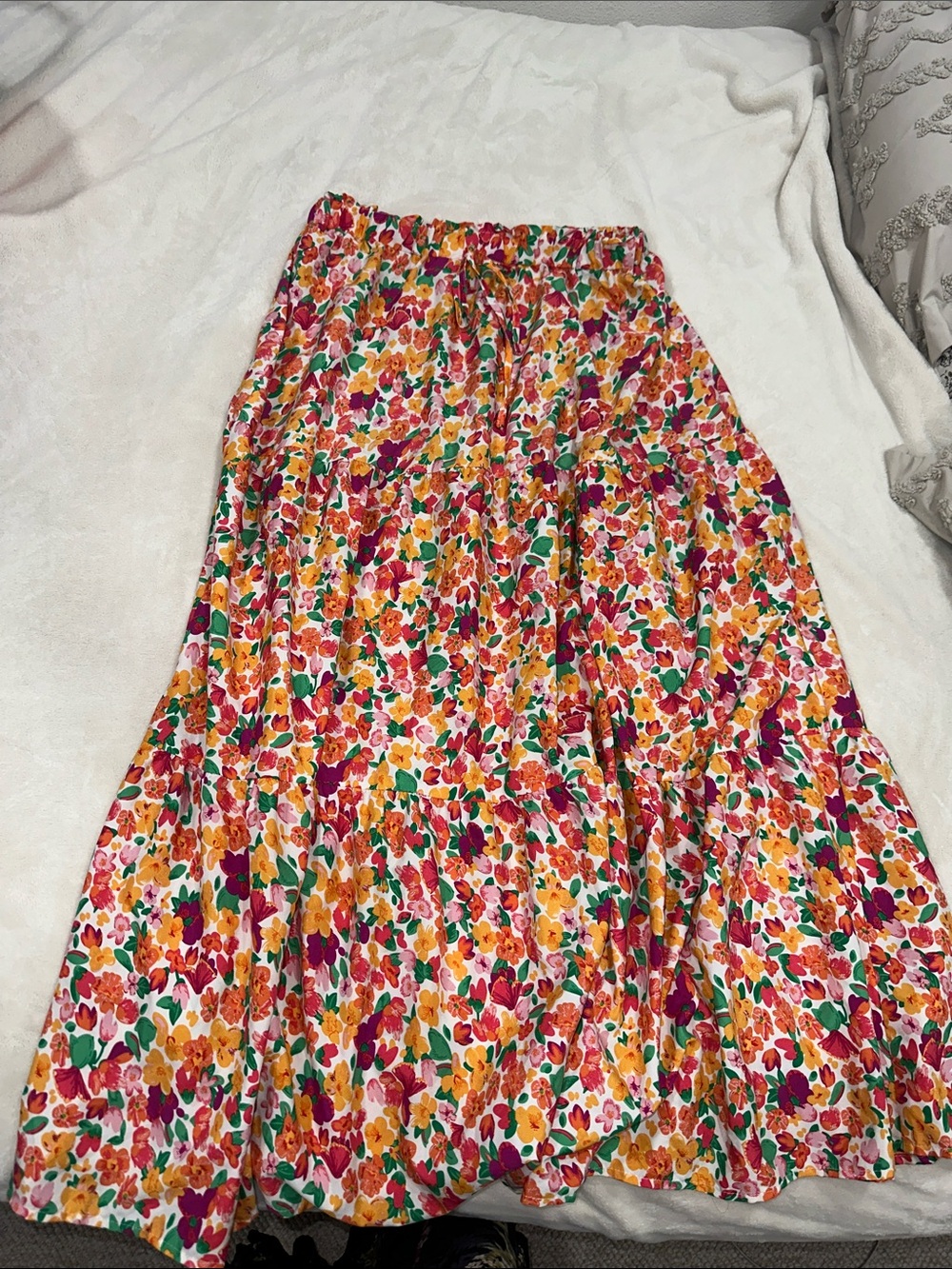 Floral Tiered Midi Skirt in Multicolor